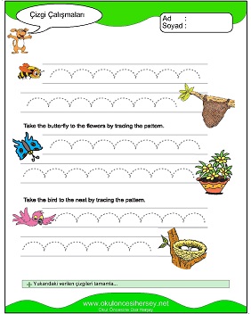 okul öncesi çizgi çalışma sayfaları